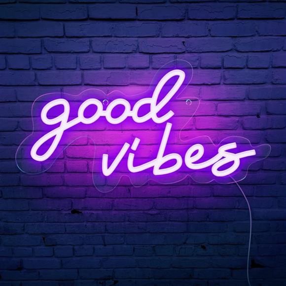 Coconeon Good Vibes Neon Sign Powered by USB with Switch Pink LED Neon Signs f